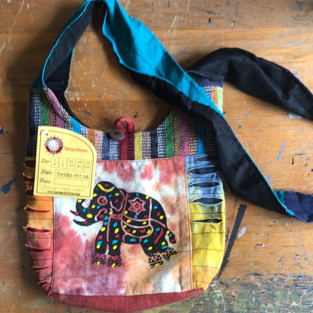 Handmade Elephant Tie Dye Crossbody Bag NWT
